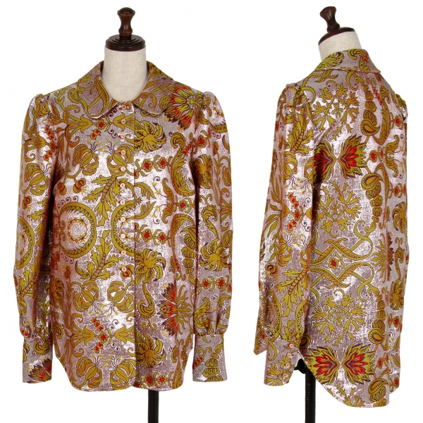 GG Supreme print silk jacket in pink and beige