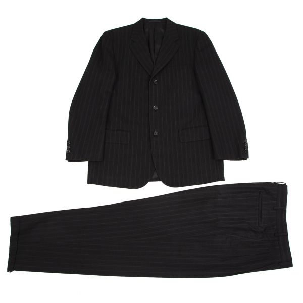 COMME des GARCONS HOMME Dobby Stripe 3B Jacket & Pants Black S/M