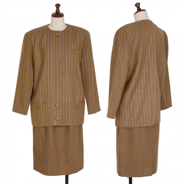 Christian Dior Design Woven Jacket & Skirt Brown 9 | PLAYFUL