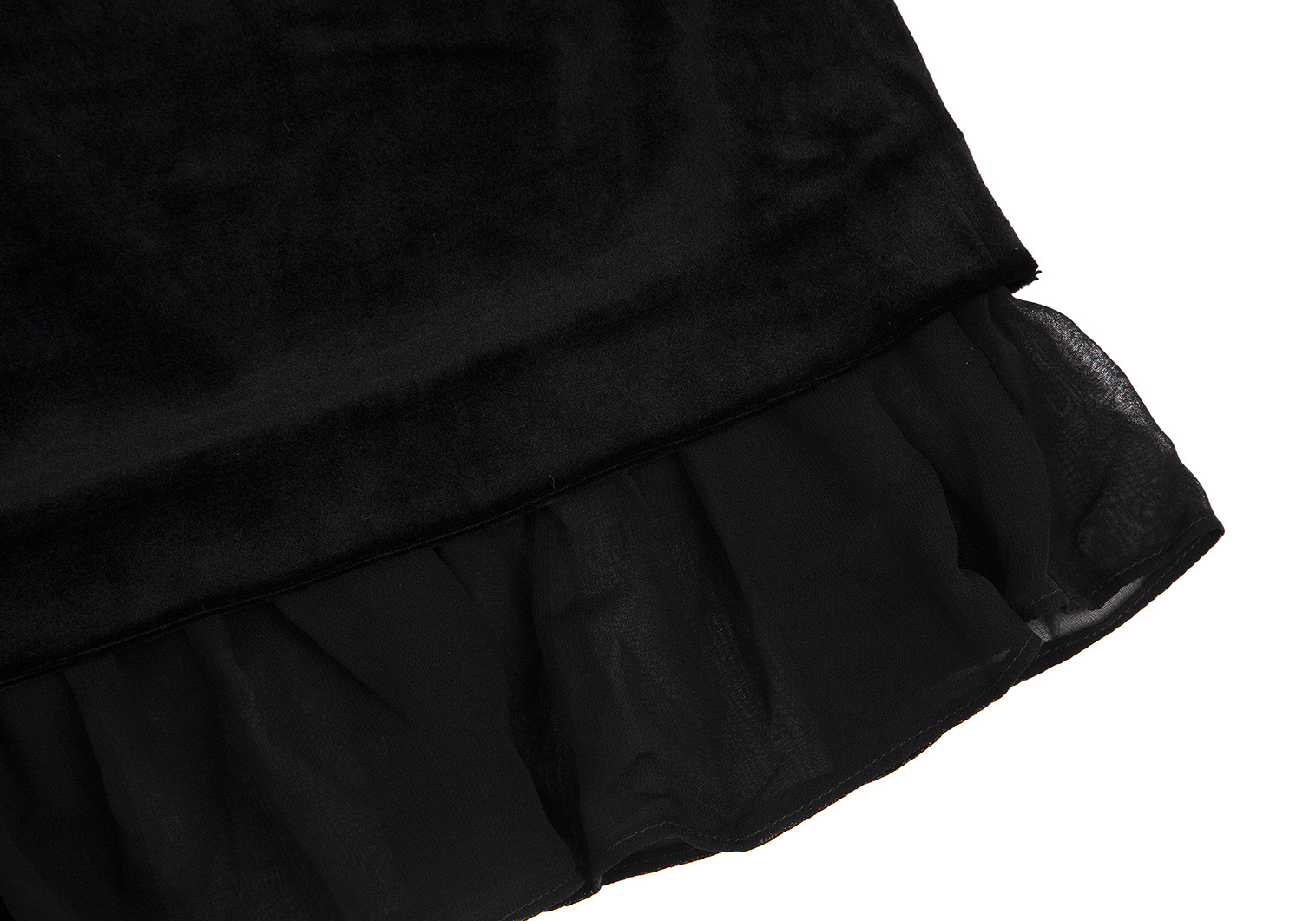 シビラSybilla 裾シフォンフリルベロアスカート 黒M