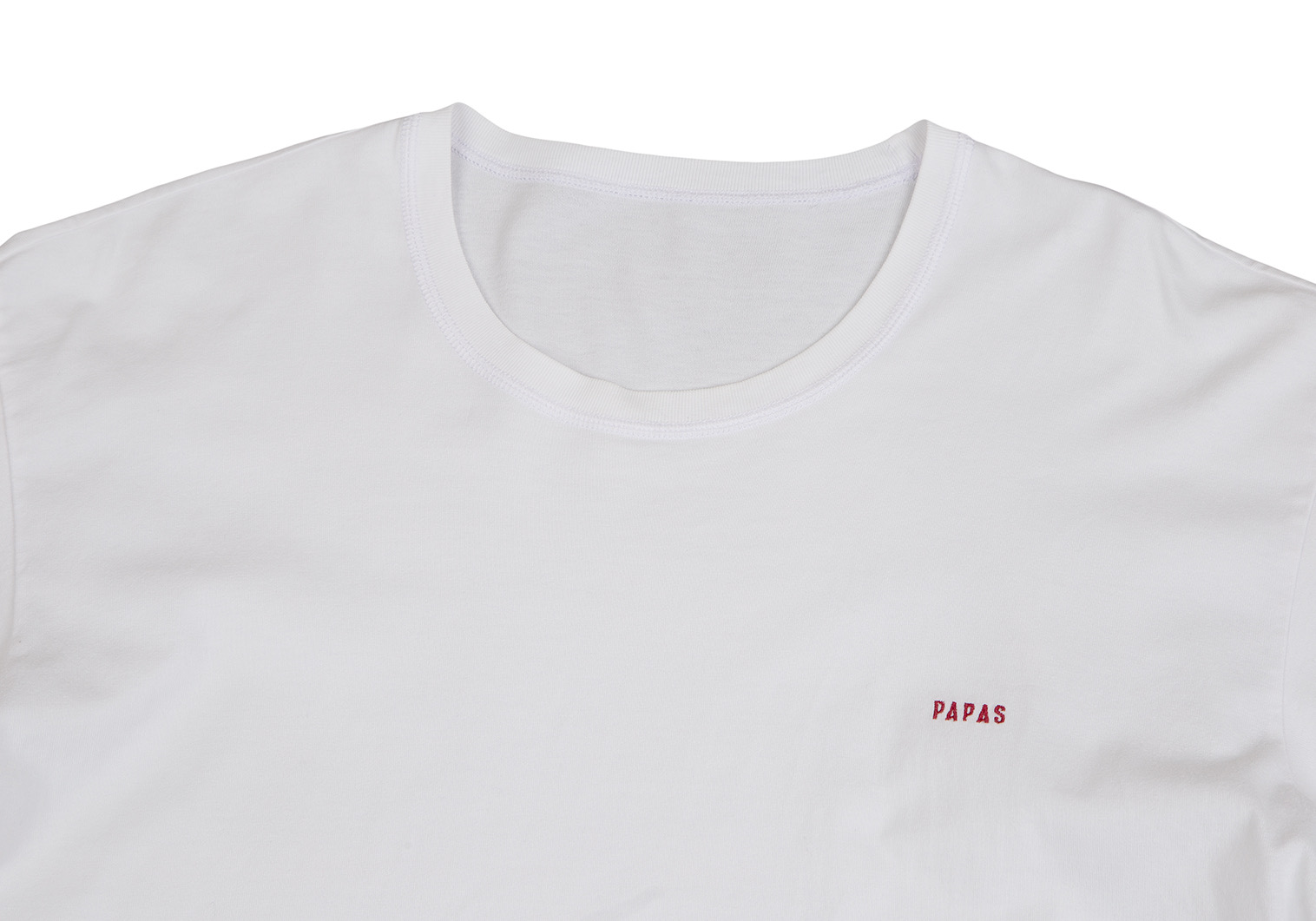 パパスPapas ワンポイント刺繍Tシャツ 白48M