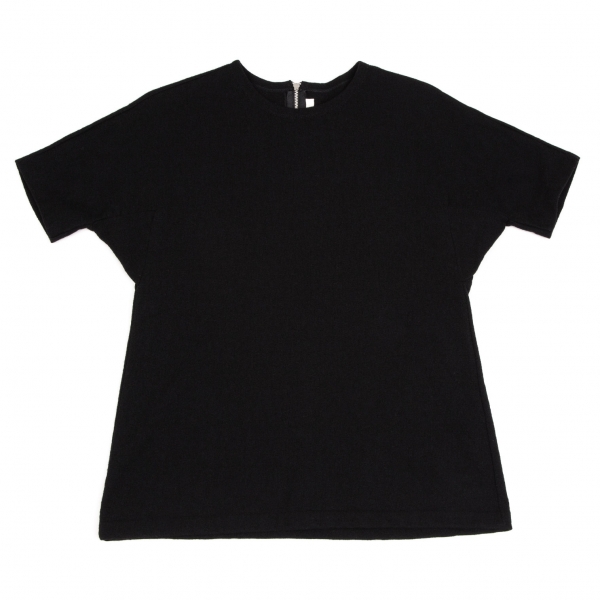 zucca Wool Blended Back Zipper T-shirt Black M | PLAYFUL