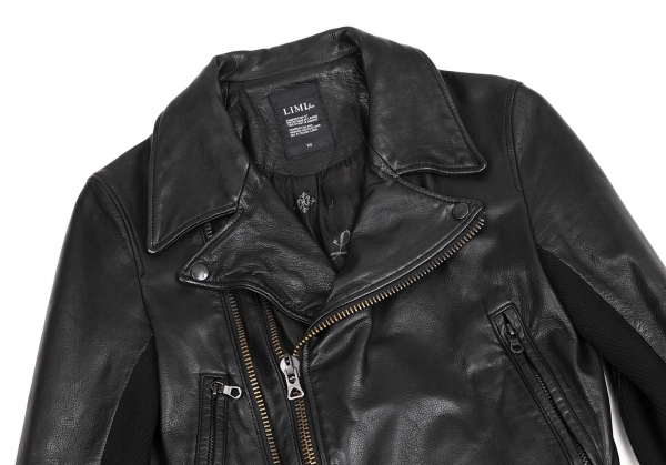 PLAYFUL Sleeve XS Cow Riders Leather Jacket feu Rib Black LIMI | Switching