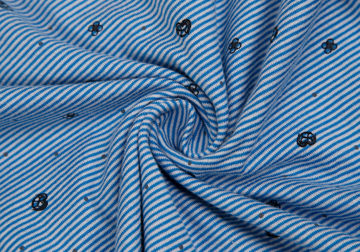 ランバンオンブルーLANVIN en Bleu コットンボーダードットポロシャツ 青50