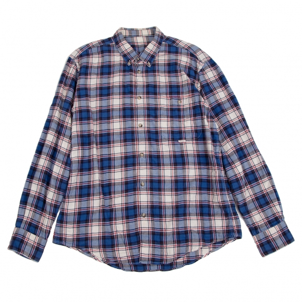 Flannel plaid long sleeve cotton shirt