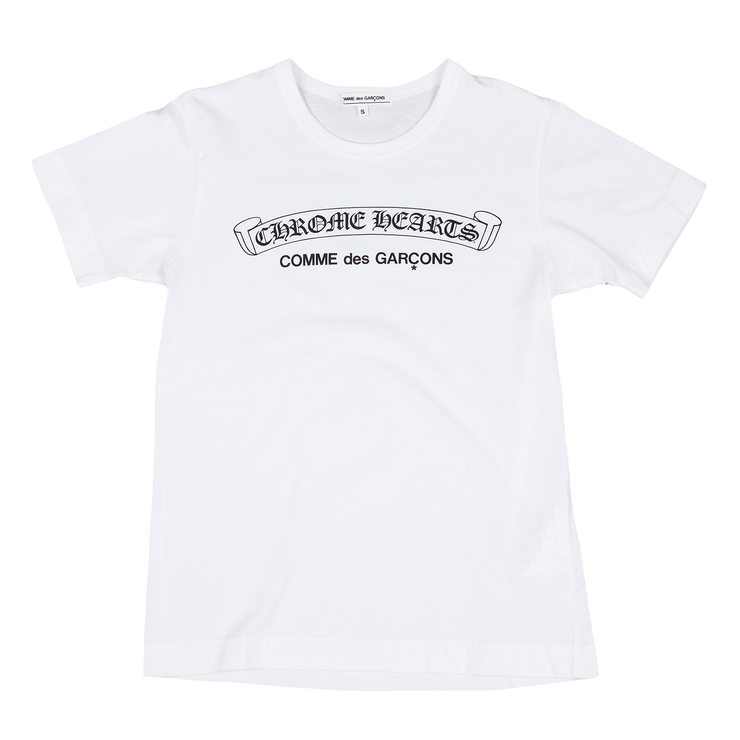 クロムハーツ×コムデギャルソン コラボ ロゴプリントTシャツ ブラック着丈57cm