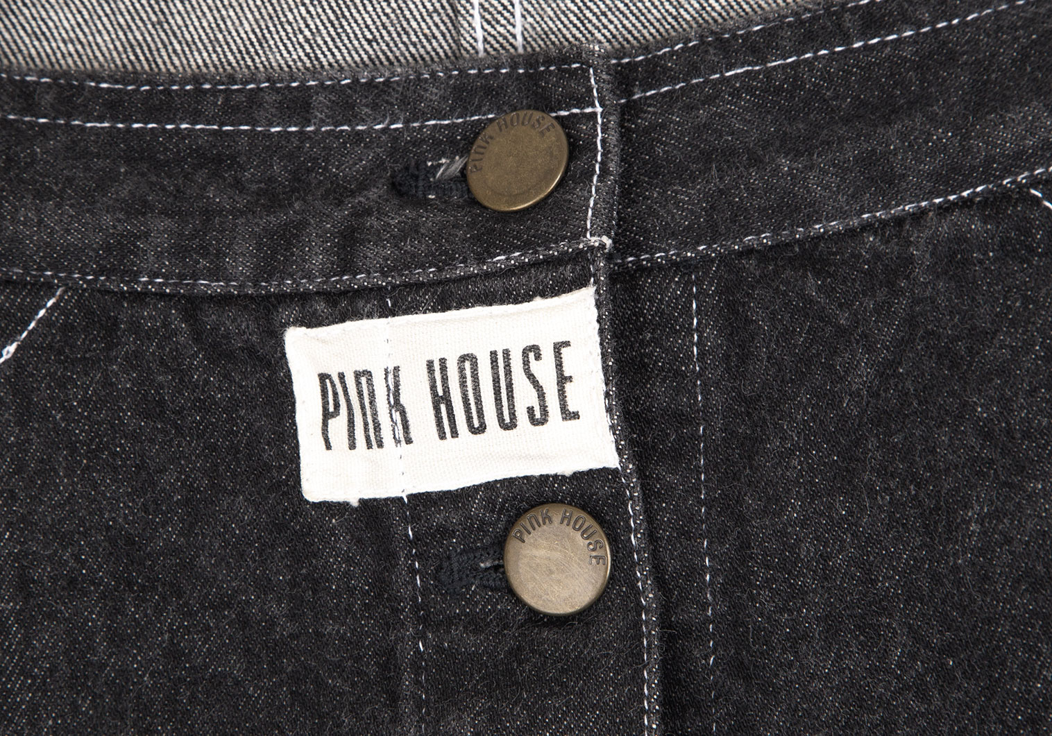 ピンクハウスPINK HOUSE デニムボタン前開きサロペットスカート
