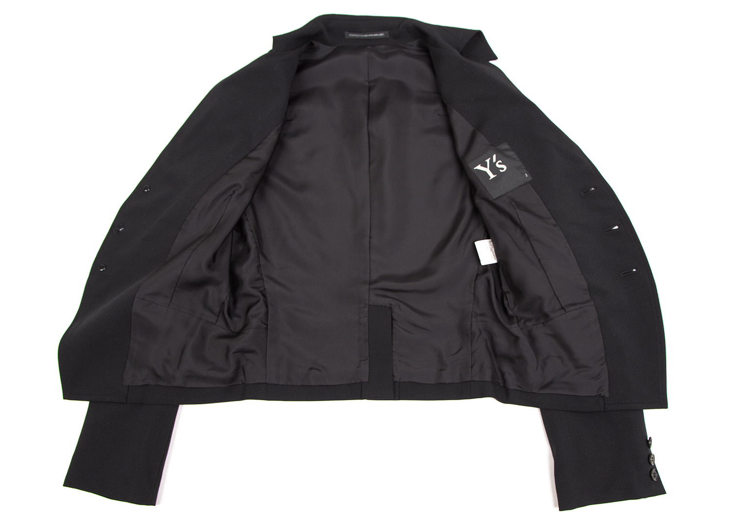 ワイズY's ポリレーヨン襟変形スペンサージャケット 黒2