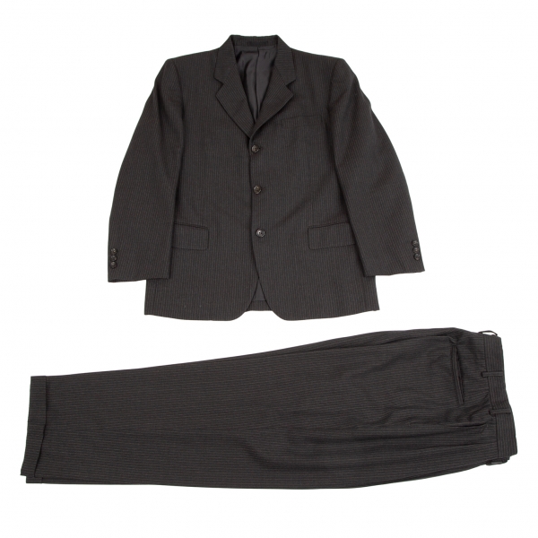 COMME des GARCONS HOMME DEUX Striped Wool Jacket & Pants Charcoal