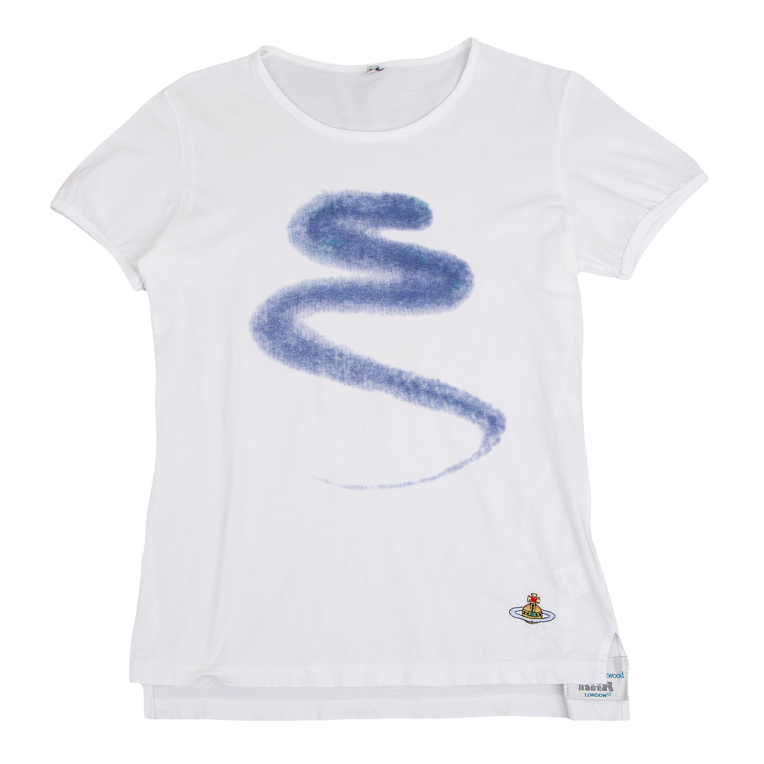 イタリア製 ヴィヴィアンマン オーブ刺繍 ロゴプリント コットン Tシャツ S