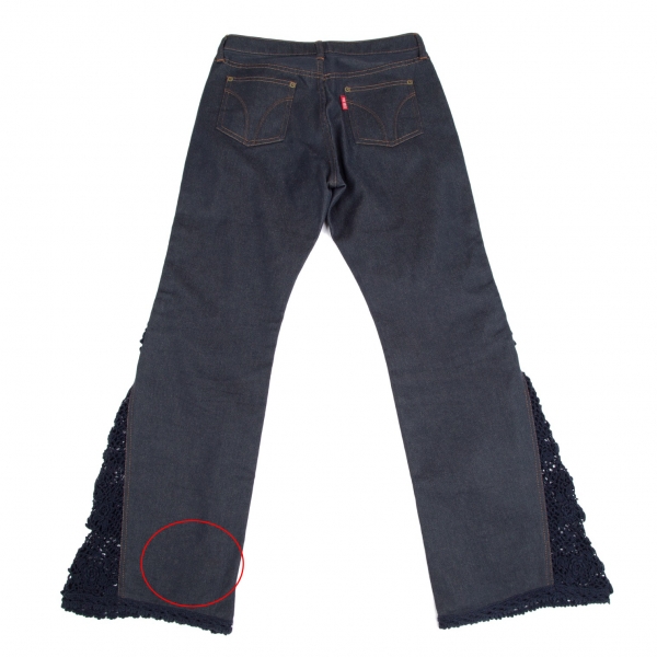 PINK HOUSE Lace Switching Denim Pants Indigo S-M | PLAYFUL