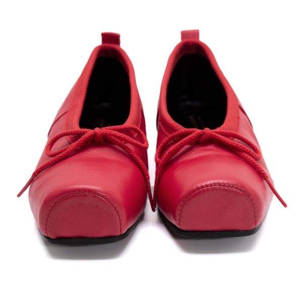 COMME des GARCONS Square-toe leather ballet shoes Red US 6 | PLAYFUL