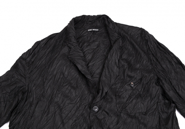 ISSEY MIYAKE Wrinkled Reversible Jacket Black,Blue S-M | PLAYFUL