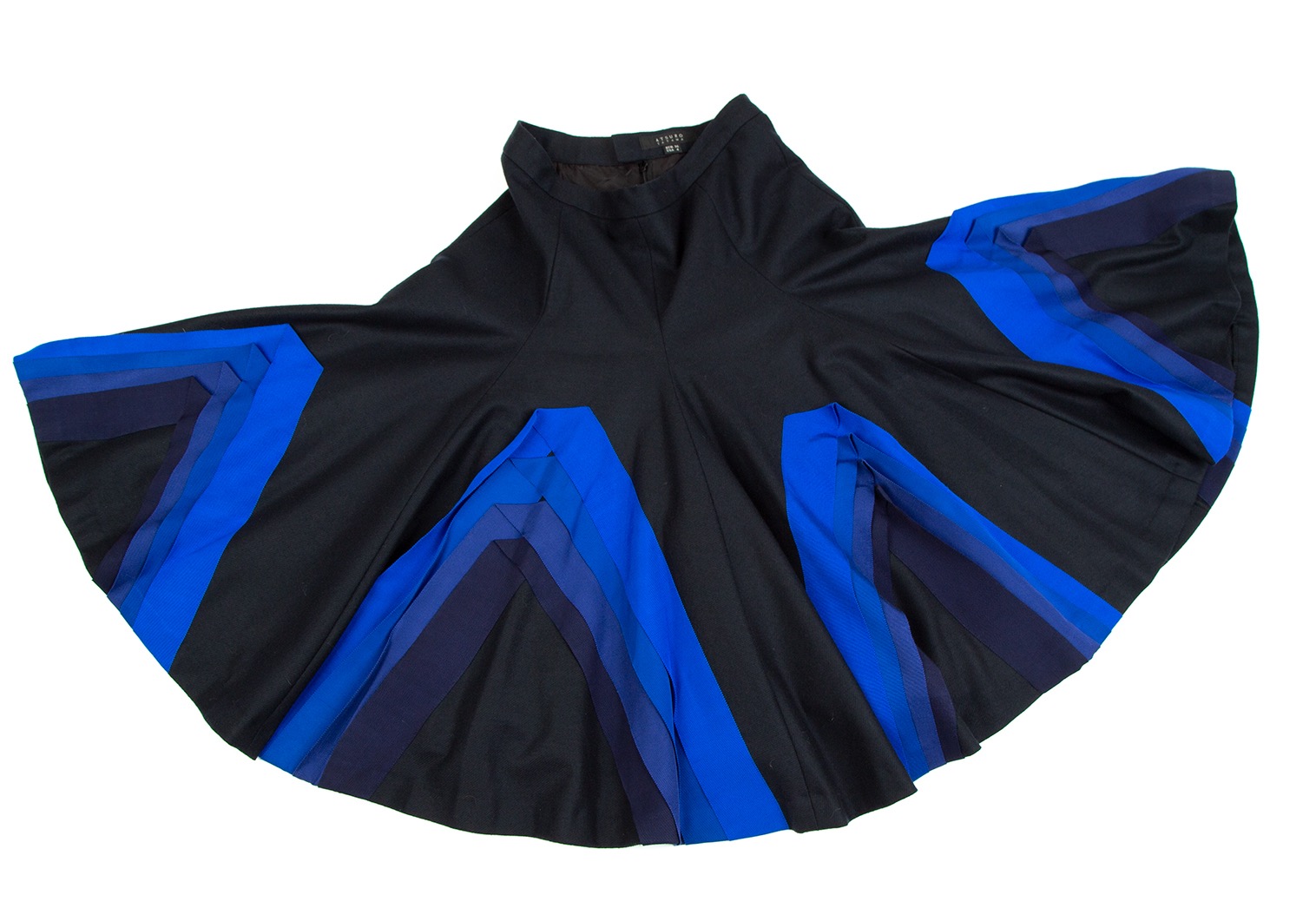 アツロウタヤマATSURO TAYAMA テーピングデザインドレープスカート 黒青36