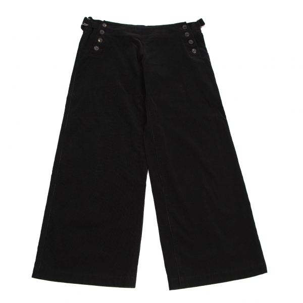 Y's Side Belt Corduroy Wide Pants (Trousers) Black 2 | PLAYFUL