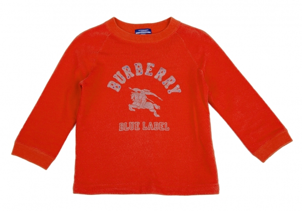 BURBERRY BLUE LABEL Glitter College Logo Print Sweatshirts Orange