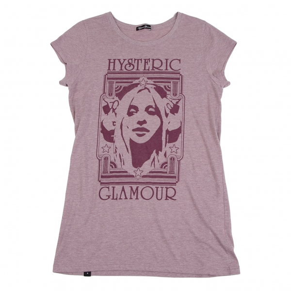 HYSTERIC GLAMOUR Girl Print French Sleeve T Shirt Pink F | PLAYFUL