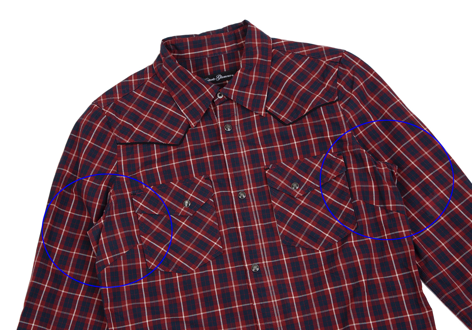 ヒステリックグラマーHYSTERIC GLAMOUR チェックウエスタンシャツ 赤紺F