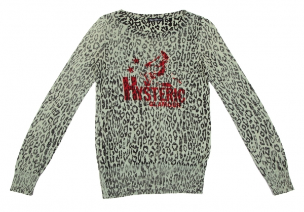HYSTERIC GLAMOUR Leopard Pattern Knit Sweater (Jumper) Green F 