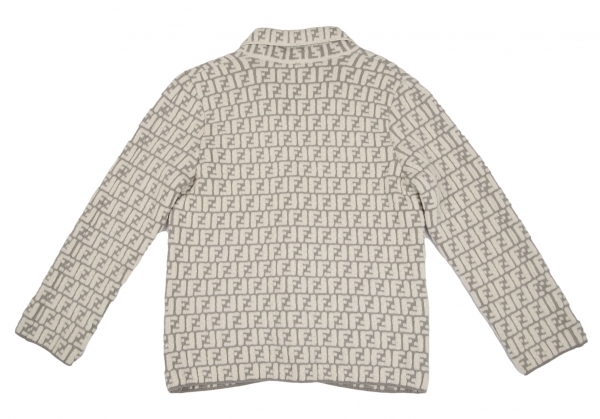 FENDI Zucca Jacquard Knit Jacket Grey,Ivory 40