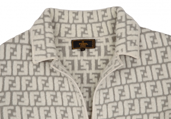 FENDI monogram-print belted virgin-wool coat