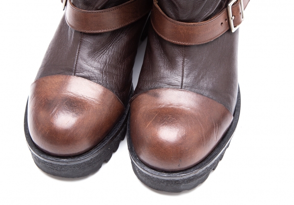 MARNI Belted Leather Boots Brown 37 | PLAYFUL