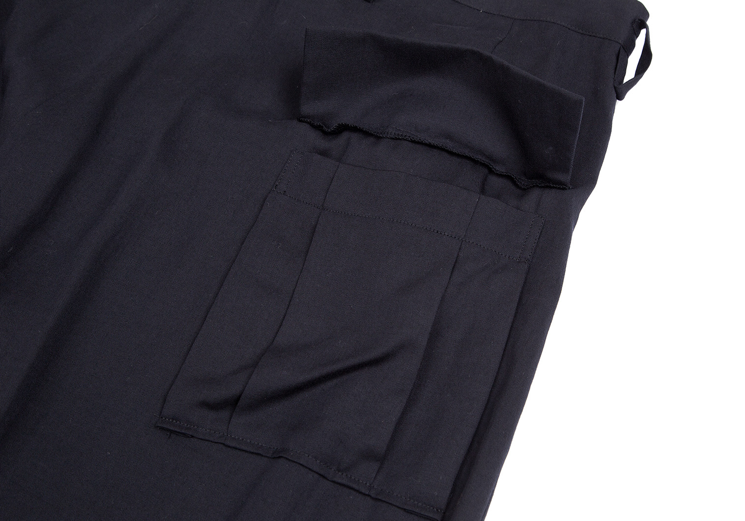 ワイズY's レーヨン裾絞りアシンメトリーサルエルパンツ 紺1