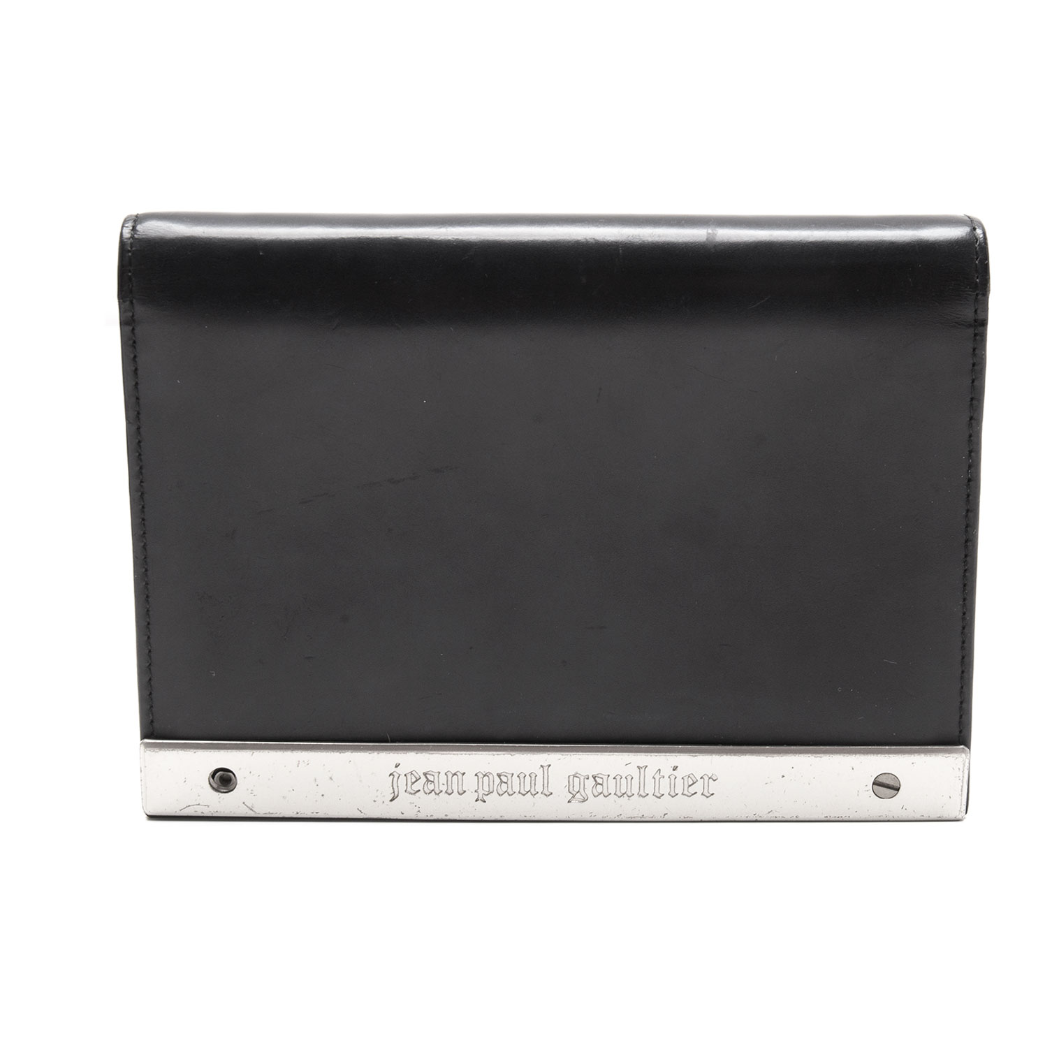 Jean Paul GAULTIER 折り財布 メタルプレート ブラック - 折り財布