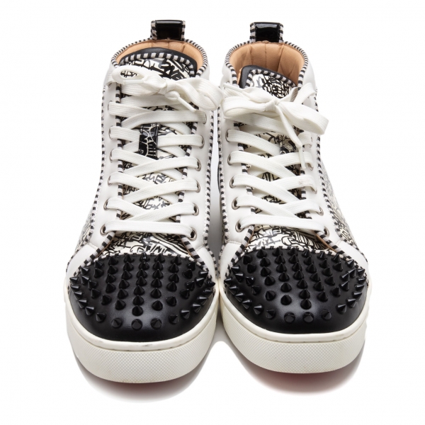 Christian Louboutin Lou Spikes Red Bottoms High Top Sneakers Size