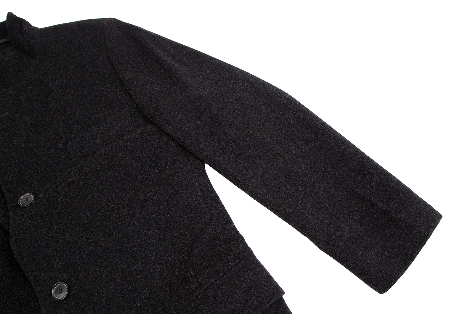 美品 ヒューゴボス スタンドカラー ロングコート 48 ウール すみ黒 Lサイズ