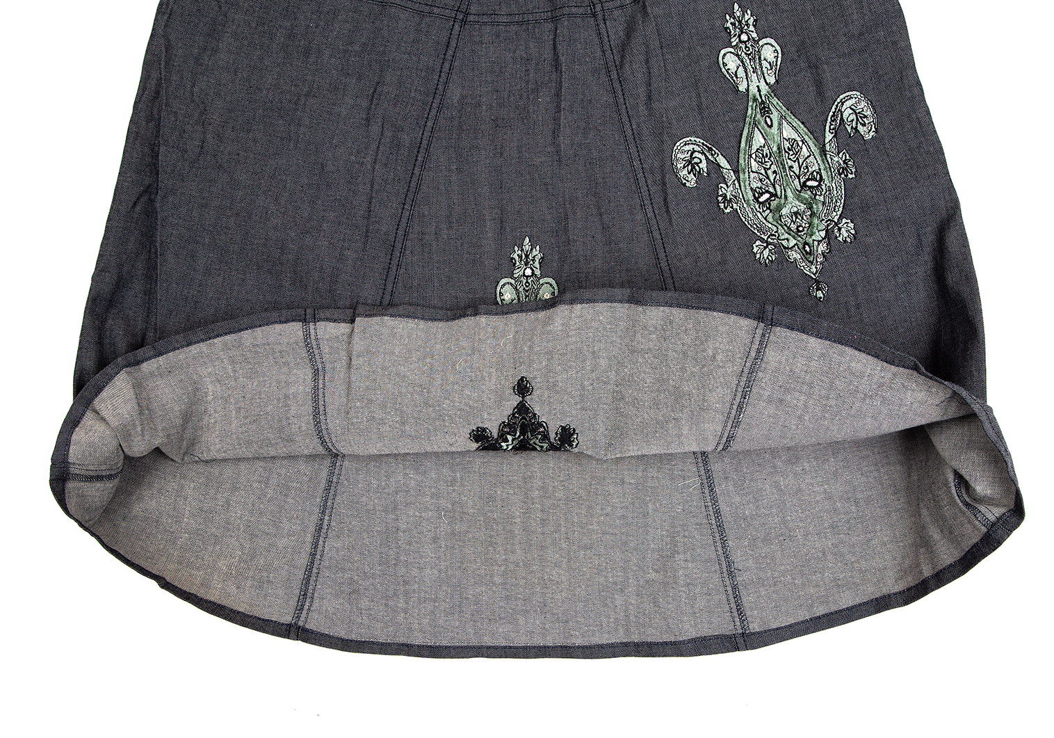 ケンゾーKENZO 刺繍デザインストレッチデニムスカート 黒38