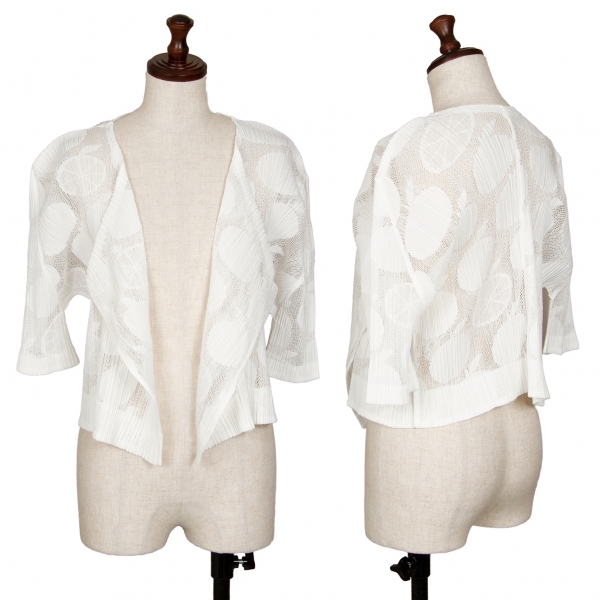 PLEATS PLEASE Fruit Jacquard Mesh Cardigan White 3 | PLAYFUL