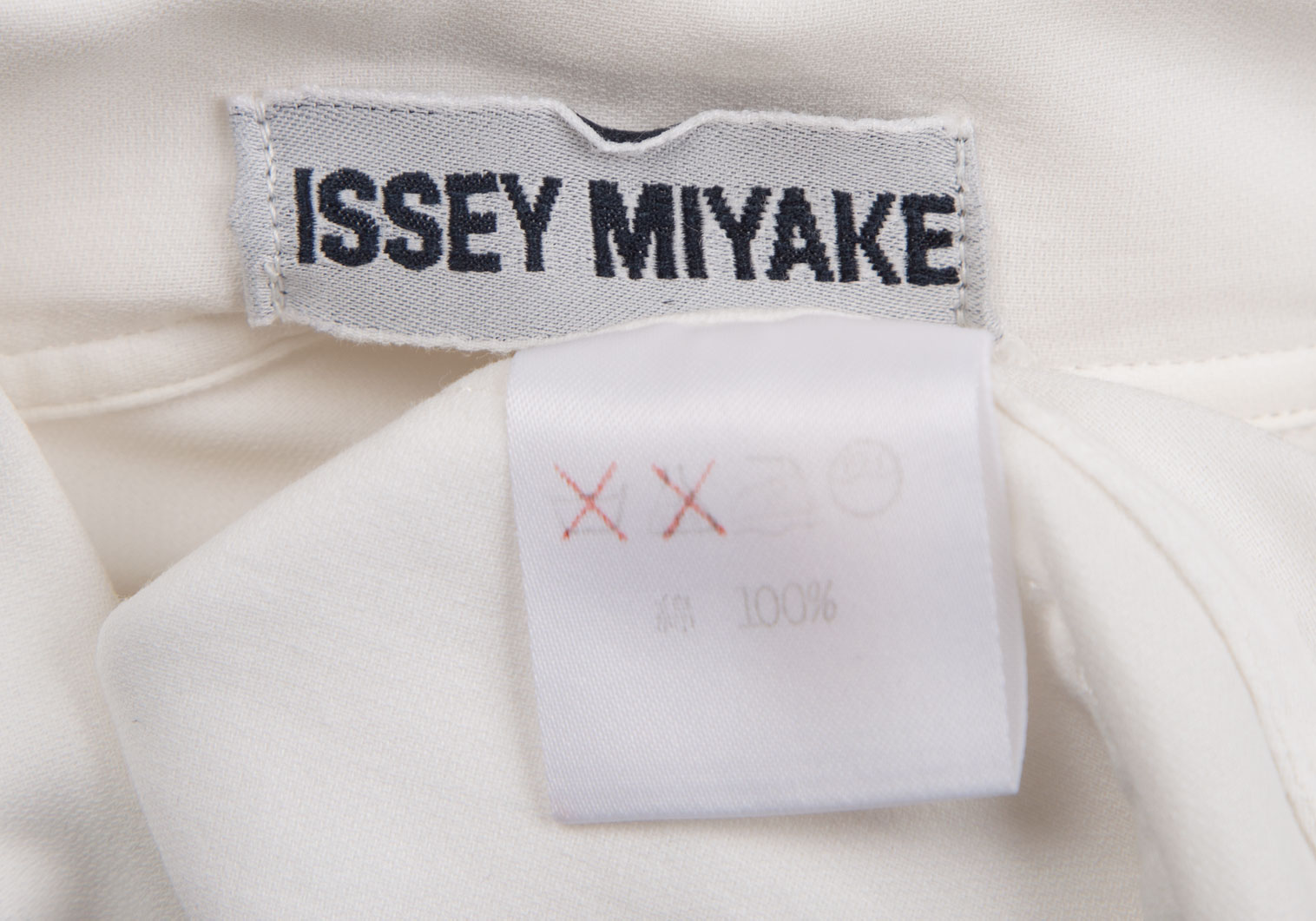 イッセイミヤケISSEY MIYAKE コットンサイドスリット開襟シャツ 白M