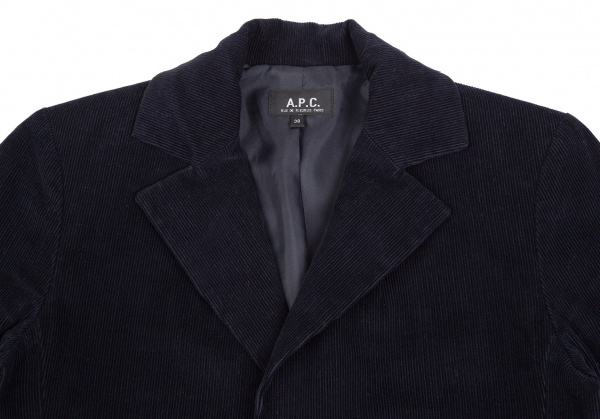 A.P.C. Corduroy Belted Tailored Jacket Navy 38 | PLAYFUL