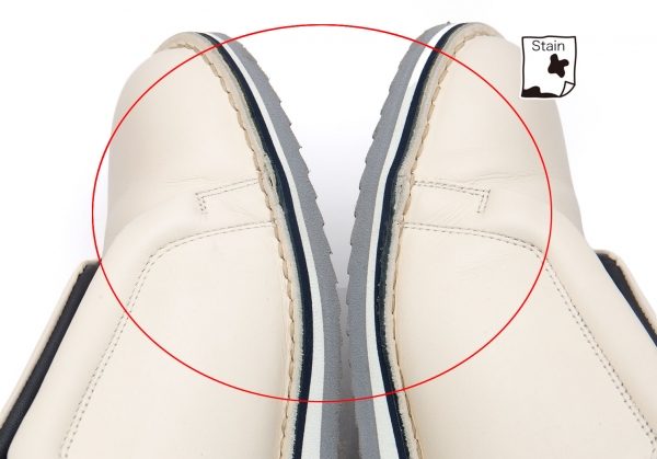 LANVIN en Bleu Leather Slip-on Shoes Cream US 7.5 | PLAYFUL