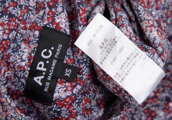 A.P.C. Floral Pattern Long Sleeve Shirt Navy,Purple XS | PLAYFUL