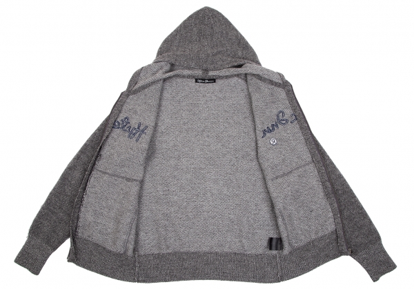 HYSTERIC GLAMOUR Logo Knit Hoodie Grey F | PLAYFUL