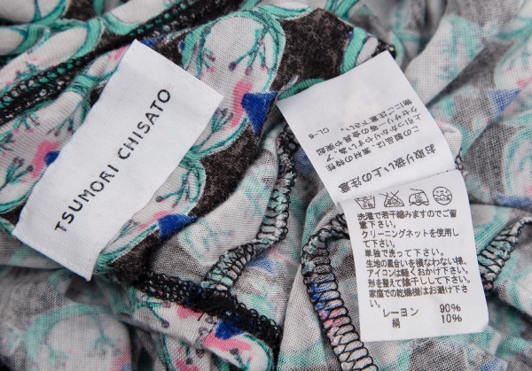 TSUMORI CHISATO Rayon Silk Bijou Decoration Whole Pattern T Shirt
