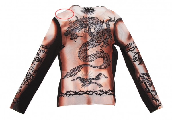 Jean-Paul GAULTIER MAILLE Tattoo Print Power Net T Shirt White ...