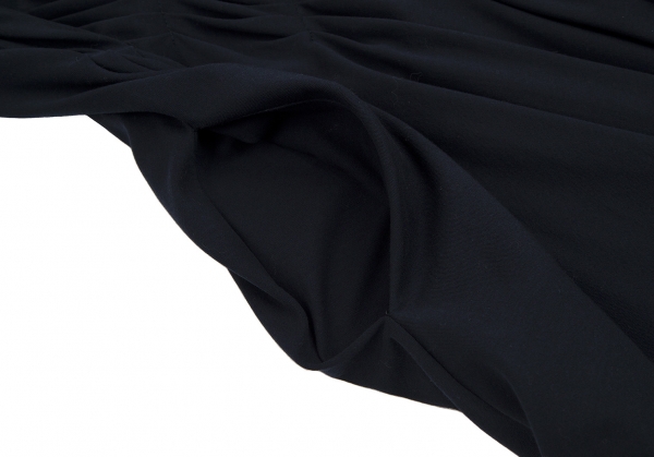 JIL SANDER Tuck Pleated Cotton Stretch Dress Navy 34 | PLAYFUL
