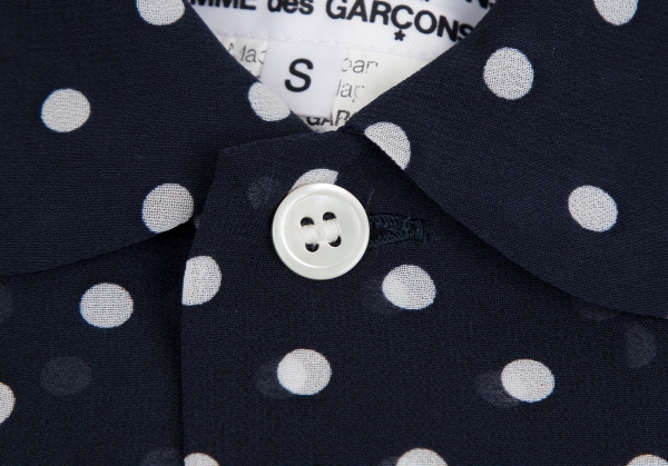 COMME des GARCONS Polka Dot Switching Round Collar Shirt Navy S 