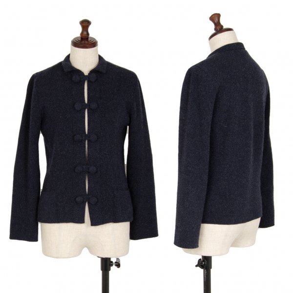 Mademoiselle NON NON China Button Knit Jacket Navy 38(M) | PLAYFUL