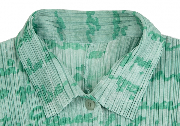 PLEATS PLEASE Printed Long Sleeve Shirt Green 3 | PLAYFUL