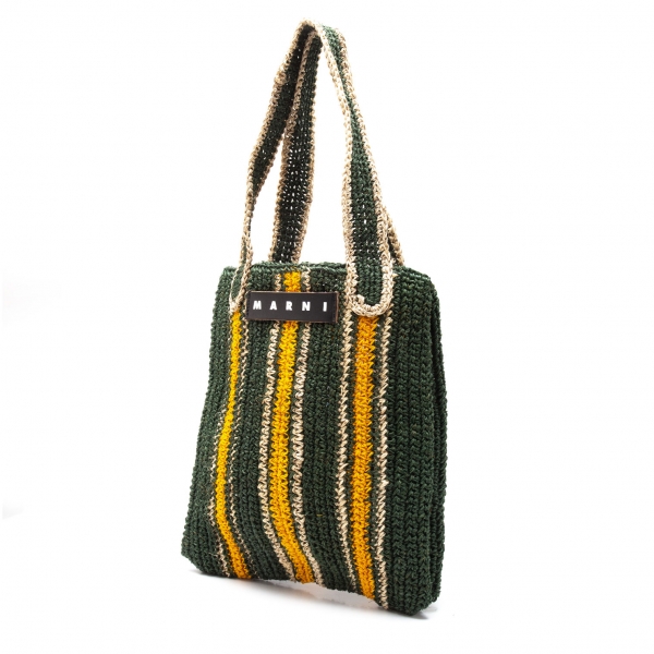 MARNI MARKET bag in green and orange technical wool
