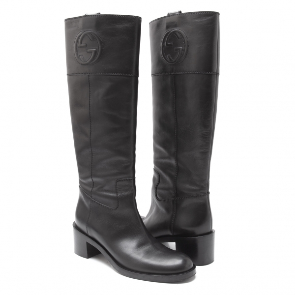 via hvorfor Dekorative GUCCI Leather Long Boots Black 39(About US 8) | PLAYFUL