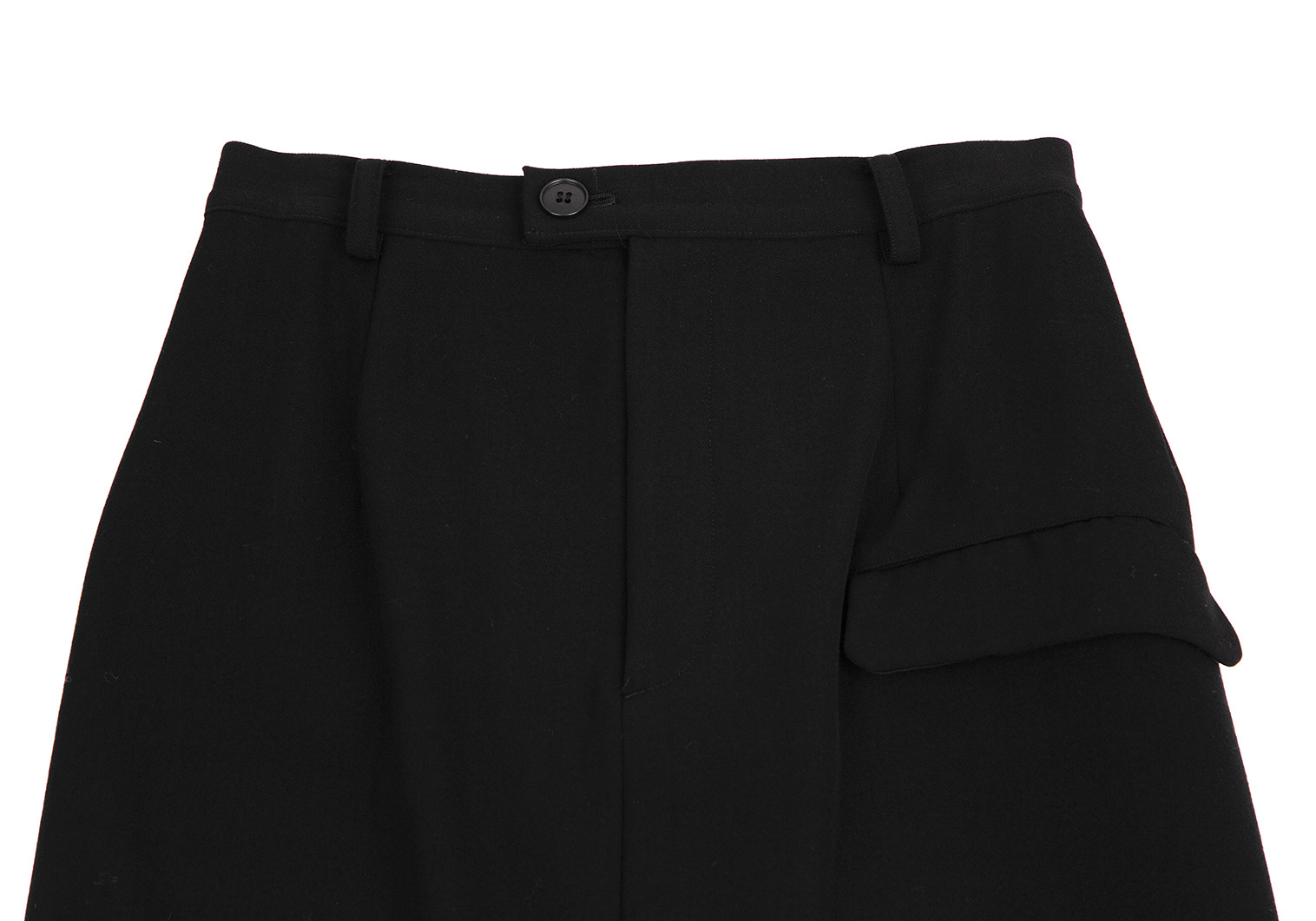 ワイズY's ウールサージフラップポケットスカート 黒3