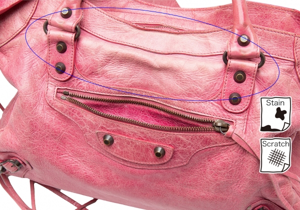 BALENCIAGA The City 115748 Editor's Leather Studs Bag Pink