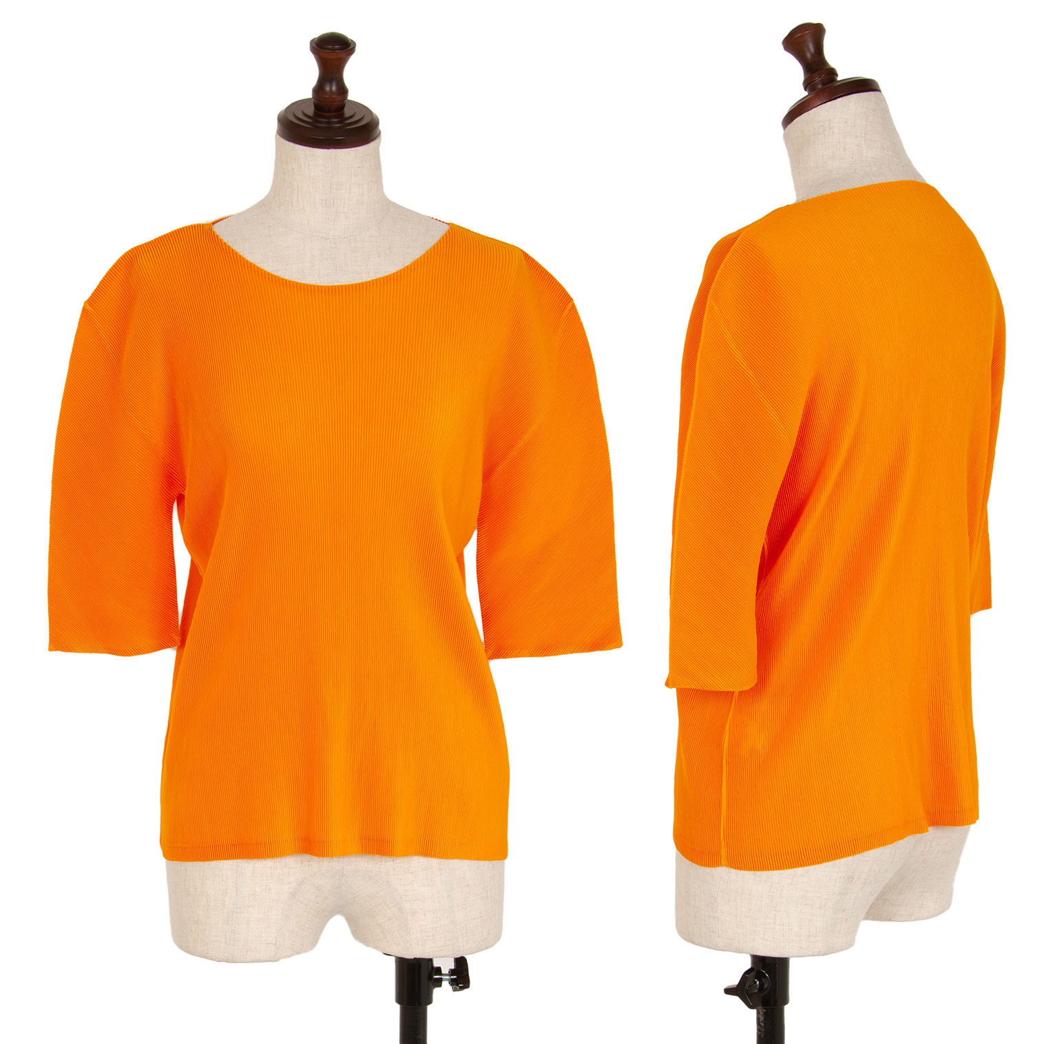 プリーツプリーズ カットソー オレンジ - Tシャツ/カットソー(半袖/袖なし)