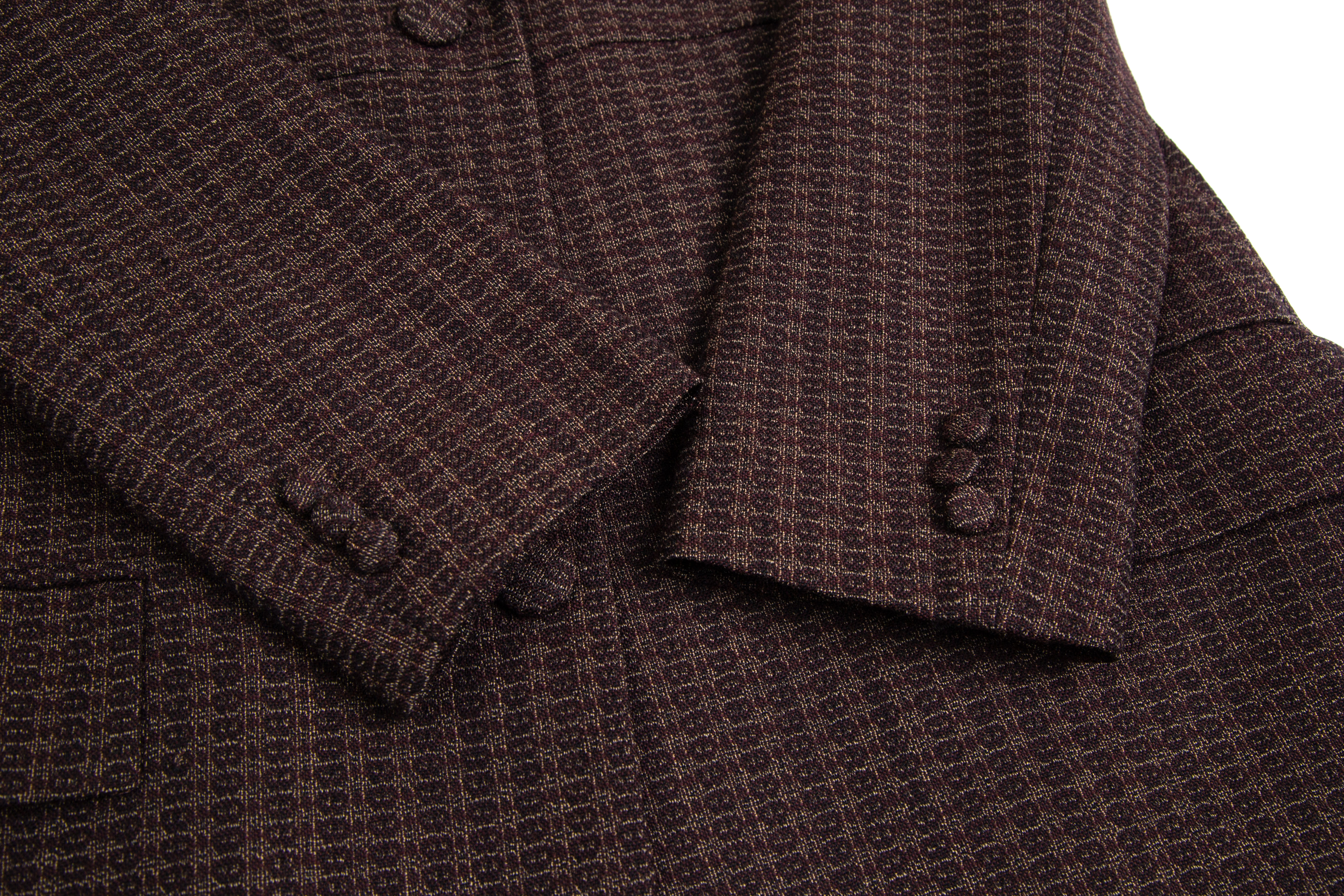 ジジリgigli ウール小紋柄織りジャケット 焦げ茶38(M)