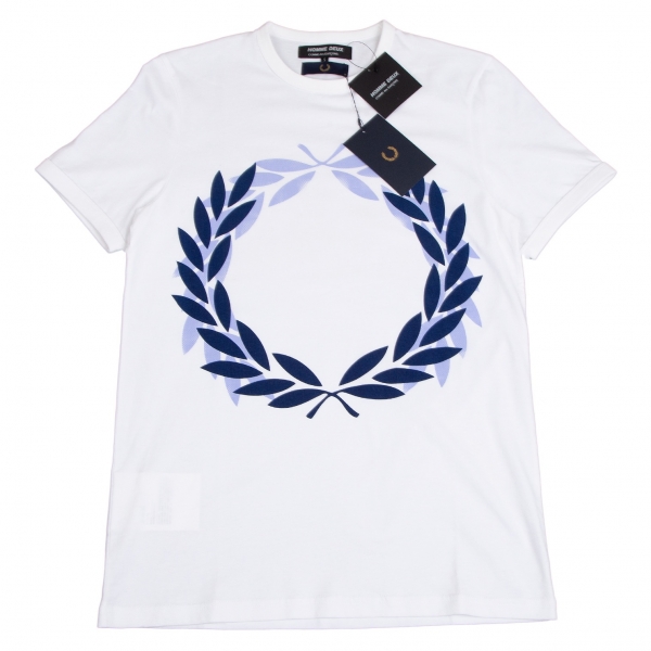 COMME des GARCONS HOMME DEUX ×FRED PERRY Printed T-shirt White S